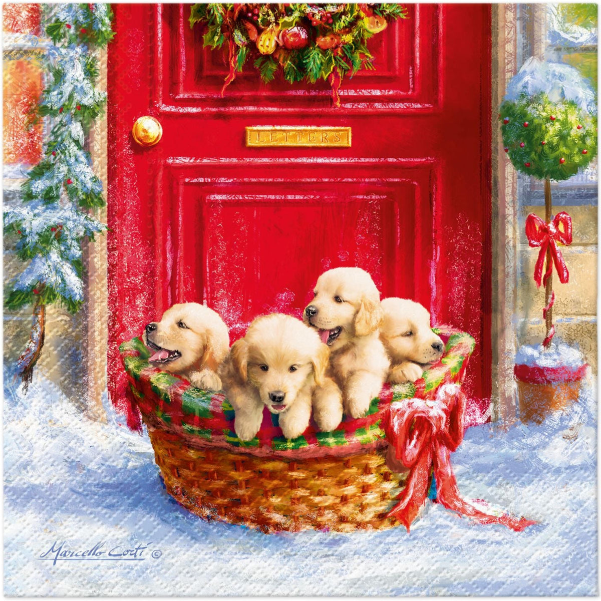 PAW Servietten „Winter Branches“ – Rund, 32 Cm, 3-lagig, 12 Stück, Für Weihnachtstisch