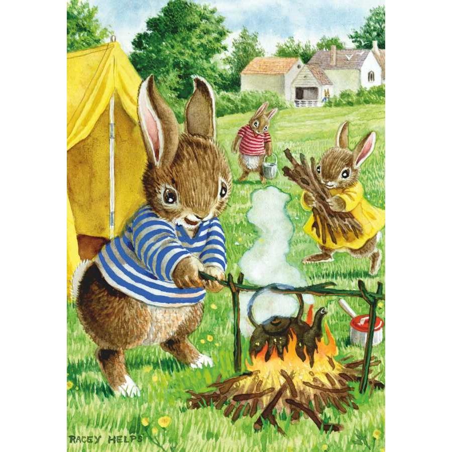 hase natur camping Postkarte Hasen beim Camping – der gute Heinrich