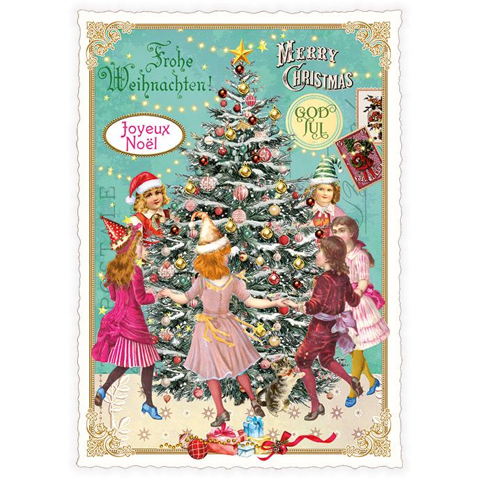 Postkarte Vintage Weihnachtsbaum Kinder – der gute Heinrich
