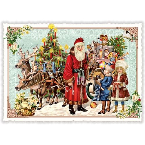 Weihnachtskarte 'Weihnachtsmann Auf Schlitten' – Unisex, Format Ca. 187 X 165 Mm