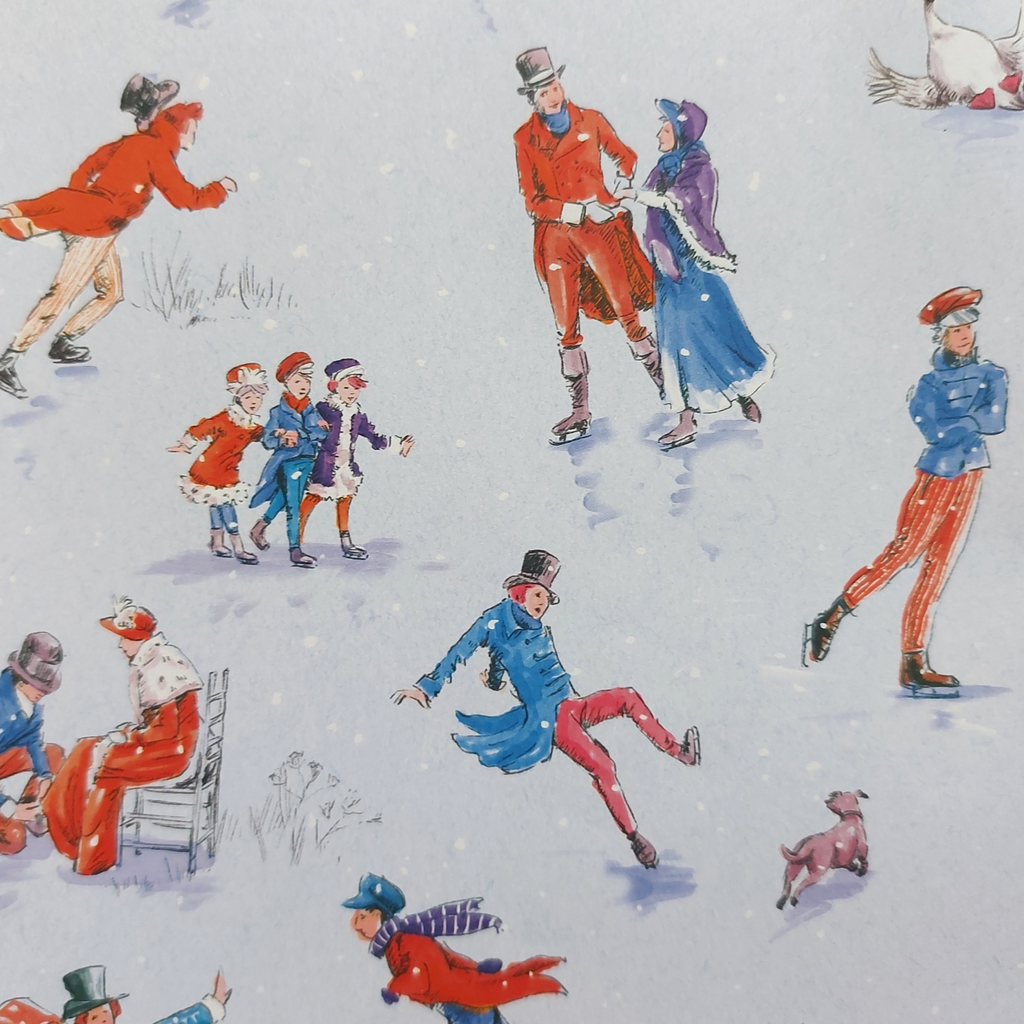 geschenkpapier eisläufer winter victorian skater