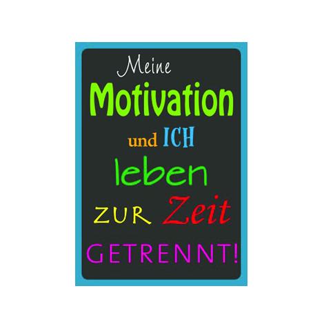 Kühlschrankmagnet mit Witz  "Meine Motivation und ich leben zur Zeit getrennt."  schwarz, multifarben  5,3 x 7,5 x 0,1 cm  Magnetfolie (Flexibles Material... haftet problemlos auch an leicht abgerundeten Flächen)